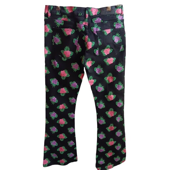 FALLON TAYLOR Women’s Jeans, 29 Floral Printed Stretch Bootcut Denim 29x33 Black - Picture 2 of 5